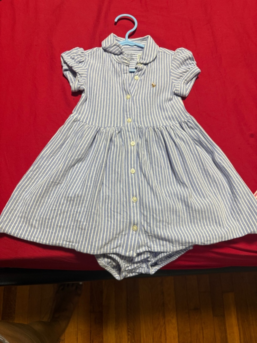 Polo by Ralph Lauren Blue and White Striped Button-Front Casual Dress